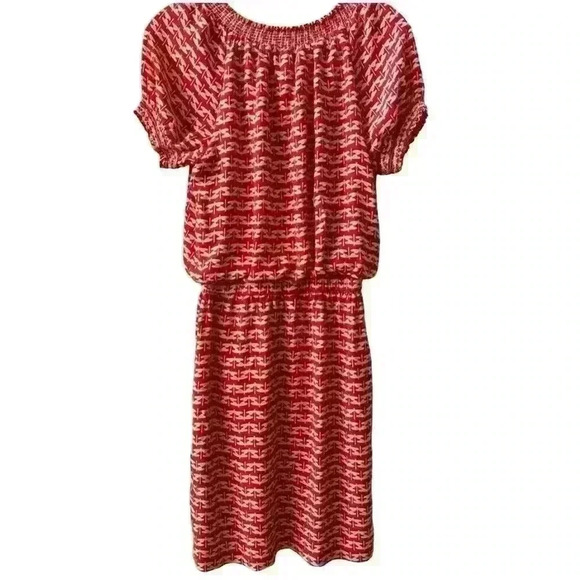 Taylor Dragonfly Print Dress Size 6 white and red color - Picture 3 of 14